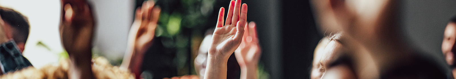 hands raised in the air to ask a question